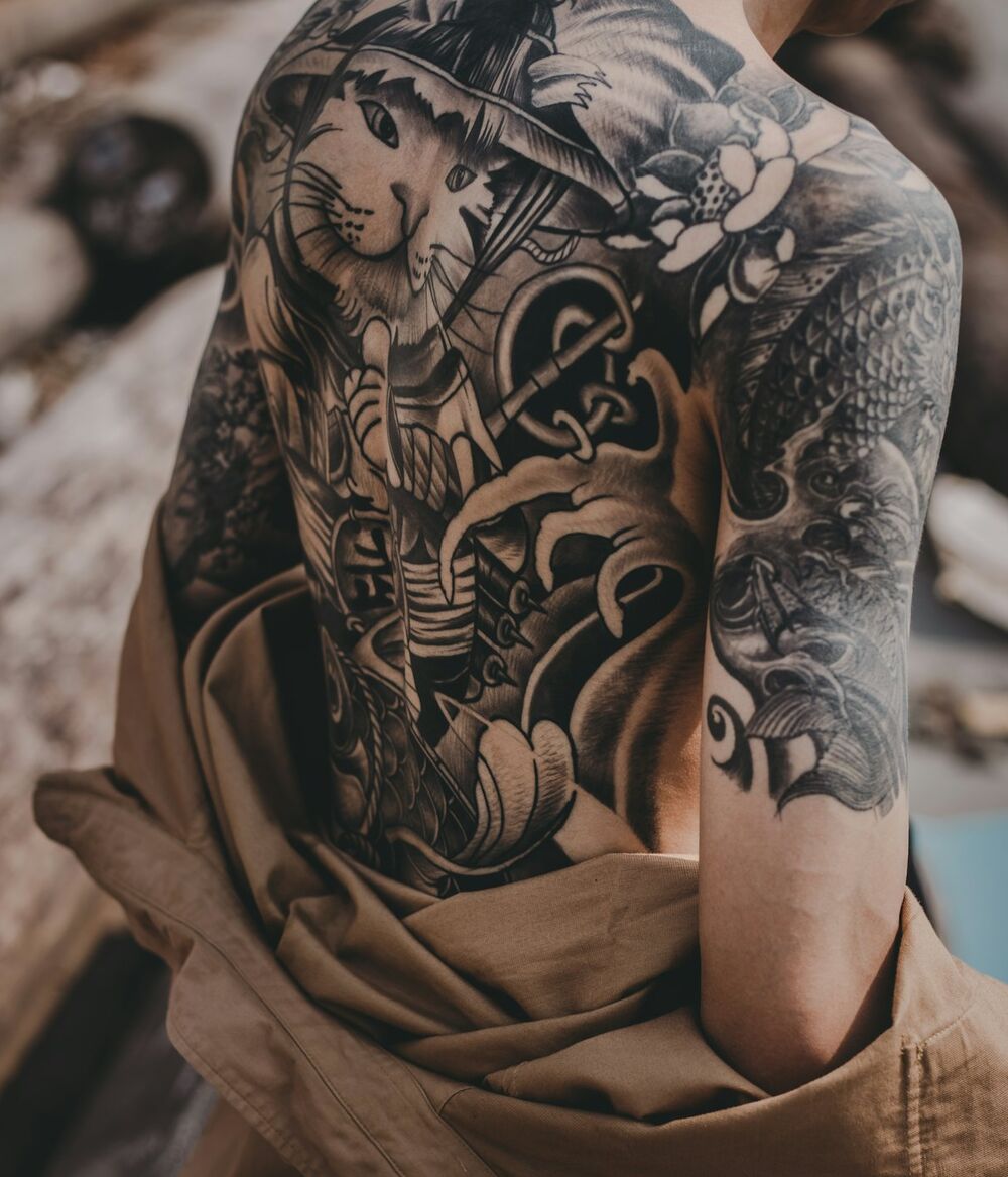 Large blackwork back piece in progress